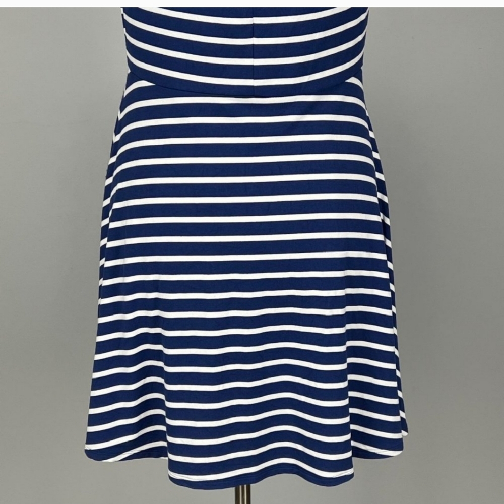 White House Black Market Off The Shoulder Striped Dress Blue White size Medium - Picture 12 of 16